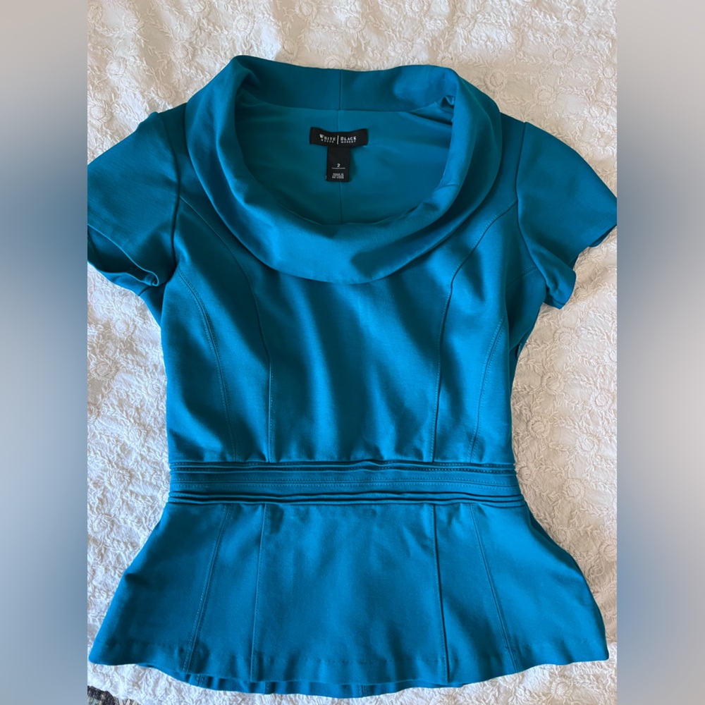 WHBM | Lotus Teal Ponte Bodice Top